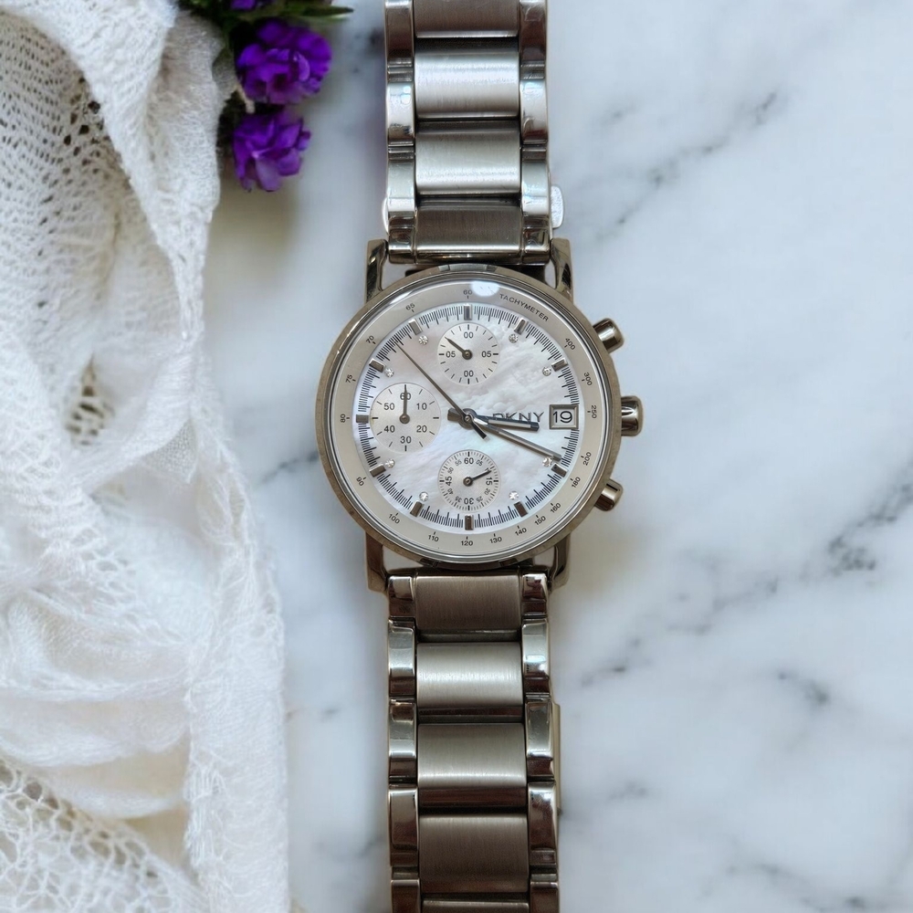 DKNY Silver Chronograph Watch-NEEDS A NEW BATTERY